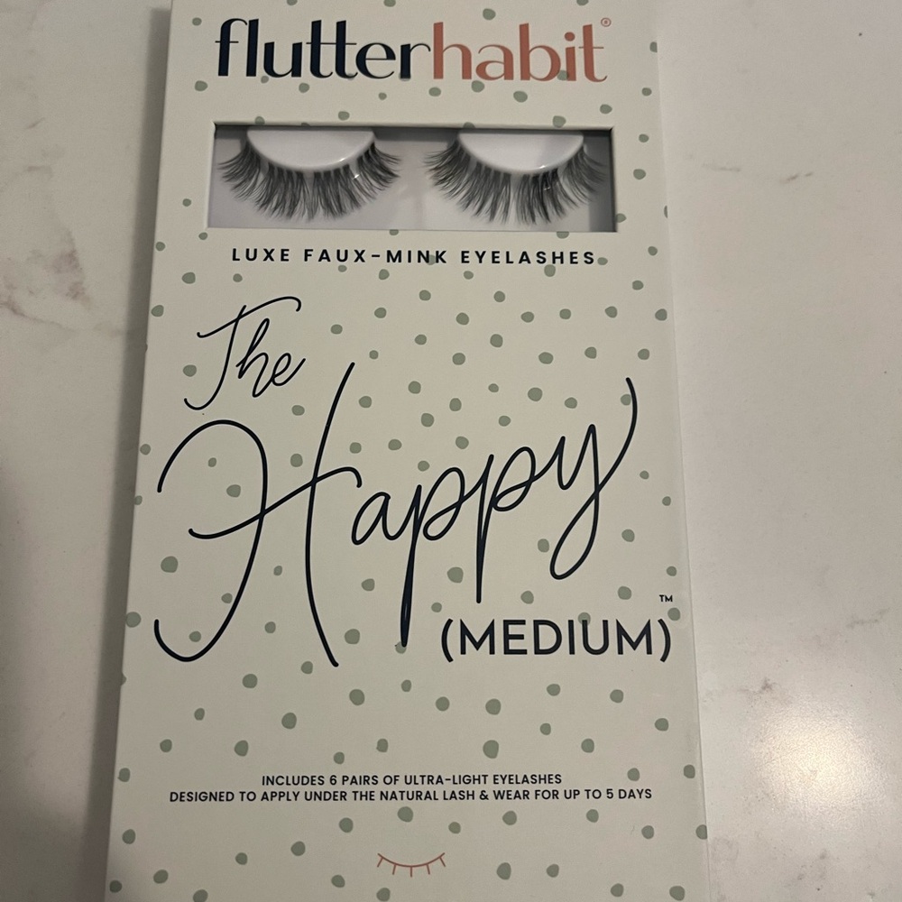 NEW (Unopened) FlutterHabit Luxe Faux-Mink Eyelashes - The Happy (Medium)